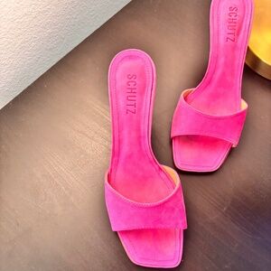 PINK SCHUTZ POSSENI SUEDE SANDAL SIZE 7